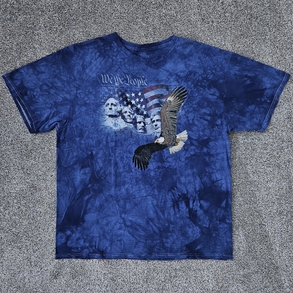 The Mountain Mt Rushmore We The People Blue Eagle USA Flag Patriotic Shirt XL